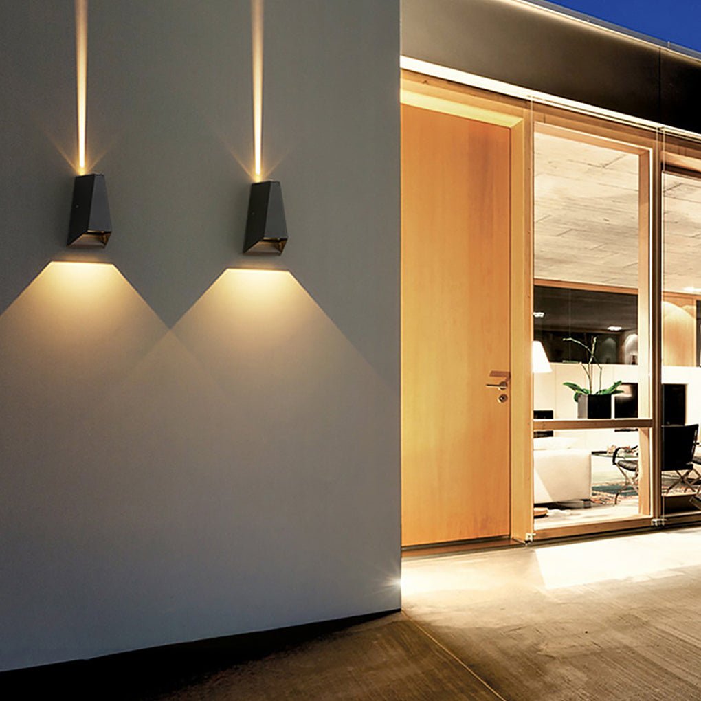 Trapezoidal Up/Down Outdoor Wall Sconce — Black, LED, 6W–10W, IP54, 3000K/6000K