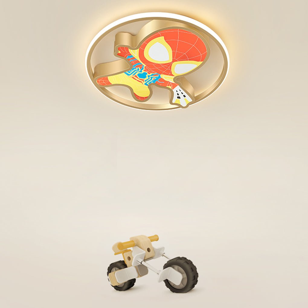 Cartoon Flush-Mount LED Ceiling Light — Iron & PMMA, 21W–30W, 6000K, 17.71" Kids' Bedroom