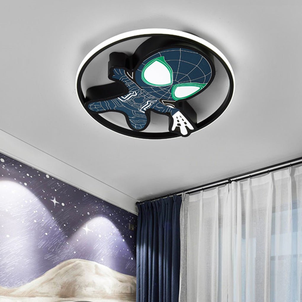 Cartoon Flush-Mount LED Ceiling Light — Iron & PMMA, 21W–30W, 6000K, 17.71" Kids' Bedroom