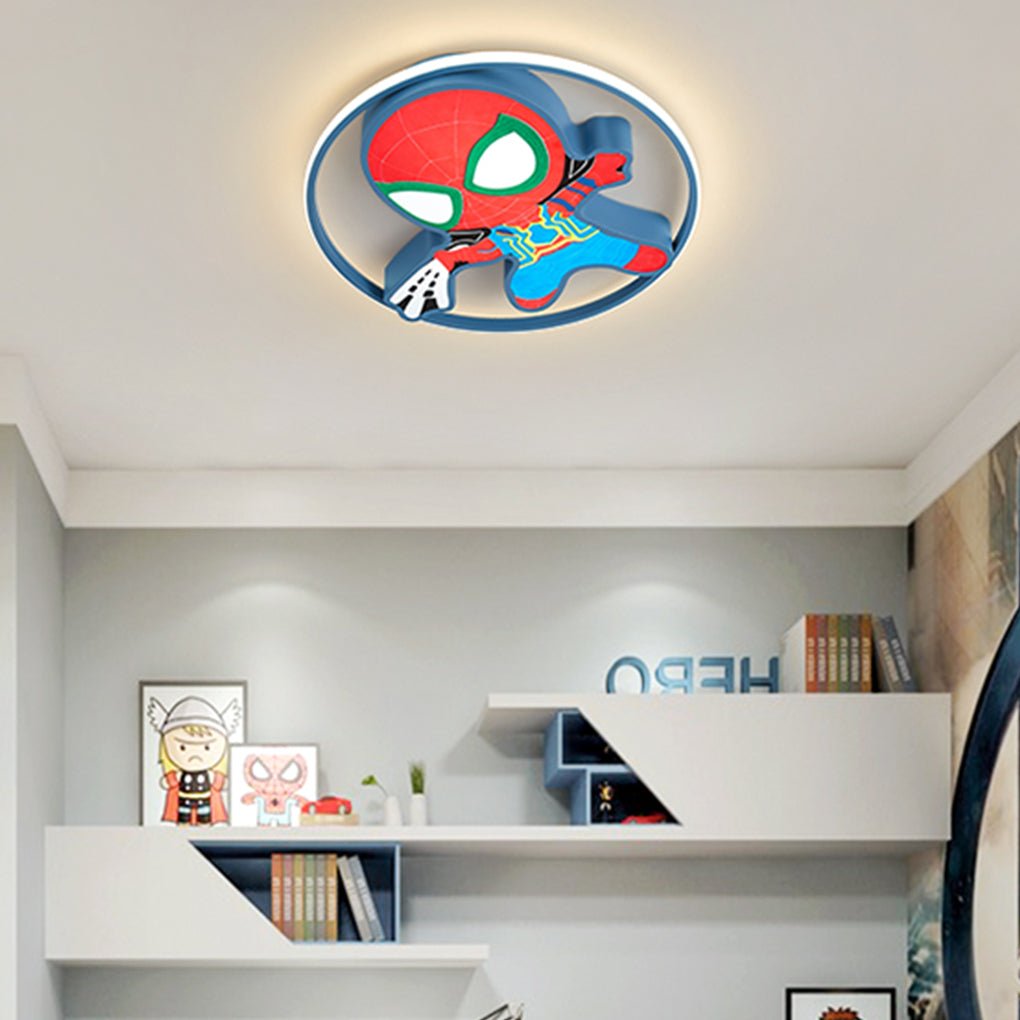 Cartoon Flush-Mount LED Ceiling Light — Iron & PMMA, 21W–30W, 6000K, 17.71" Kids' Bedroom