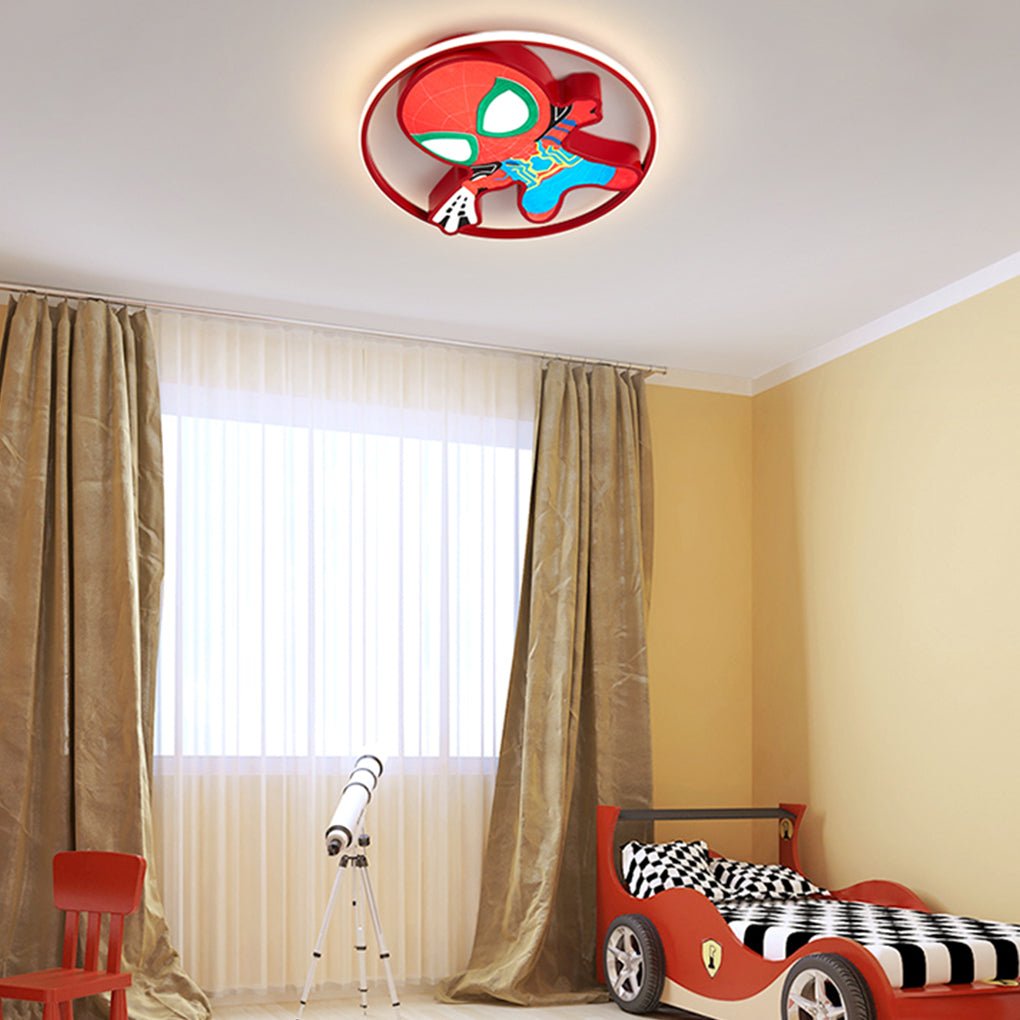 Cartoon Flush-Mount LED Ceiling Light — Iron & PMMA, 21W–30W, 6000K, 17.71" Kids' Bedroom