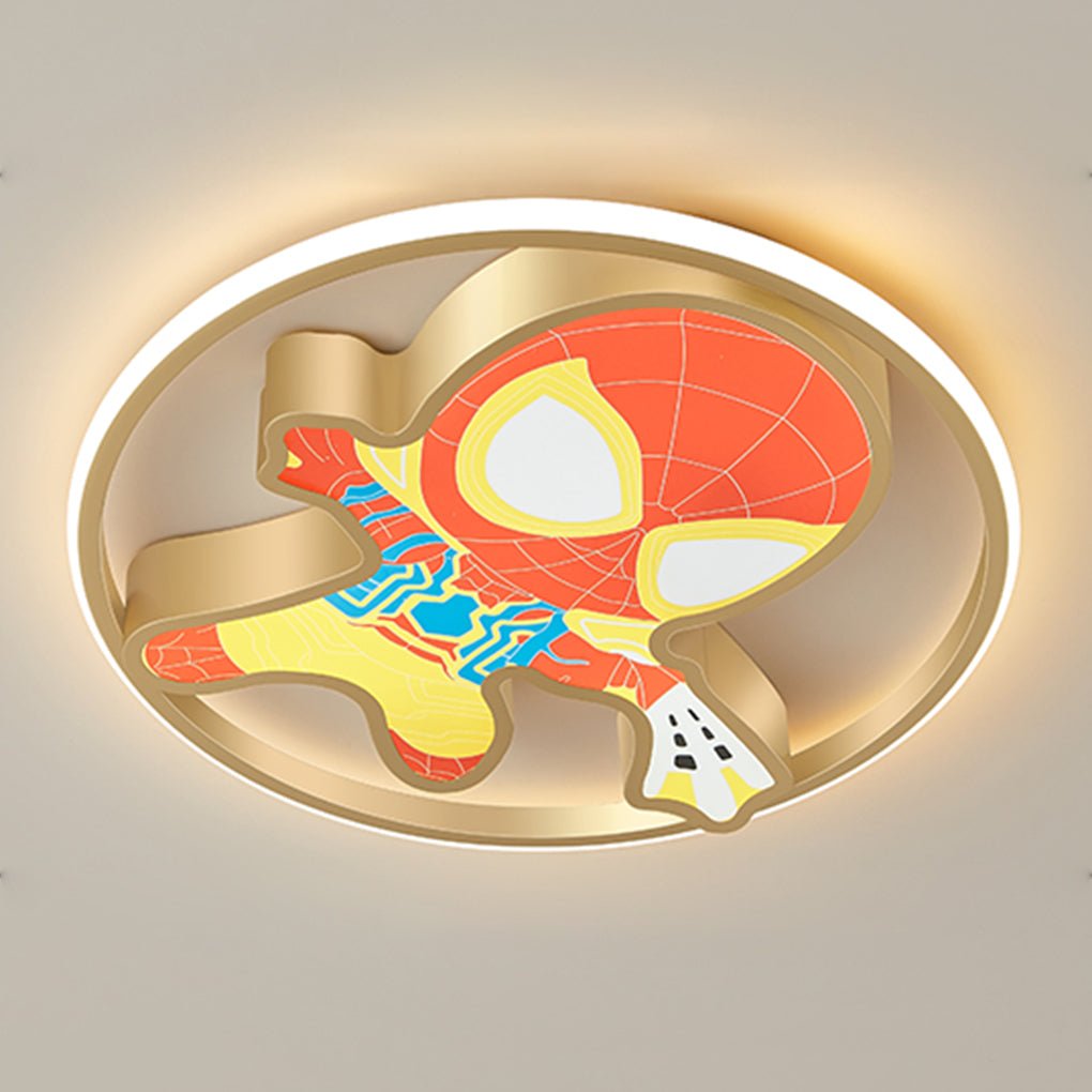 Cartoon Flush-Mount LED Ceiling Light — Iron & PMMA, 21W–30W, 6000K, 17.71" Kids' Bedroom
