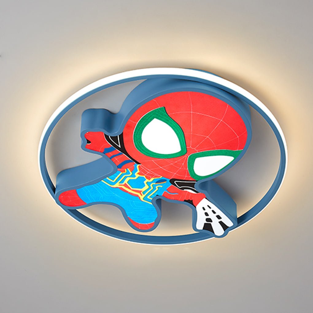 Cartoon Flush-Mount LED Ceiling Light — Iron & PMMA, 21W–30W, 6000K, 17.71" Kids' Bedroom
