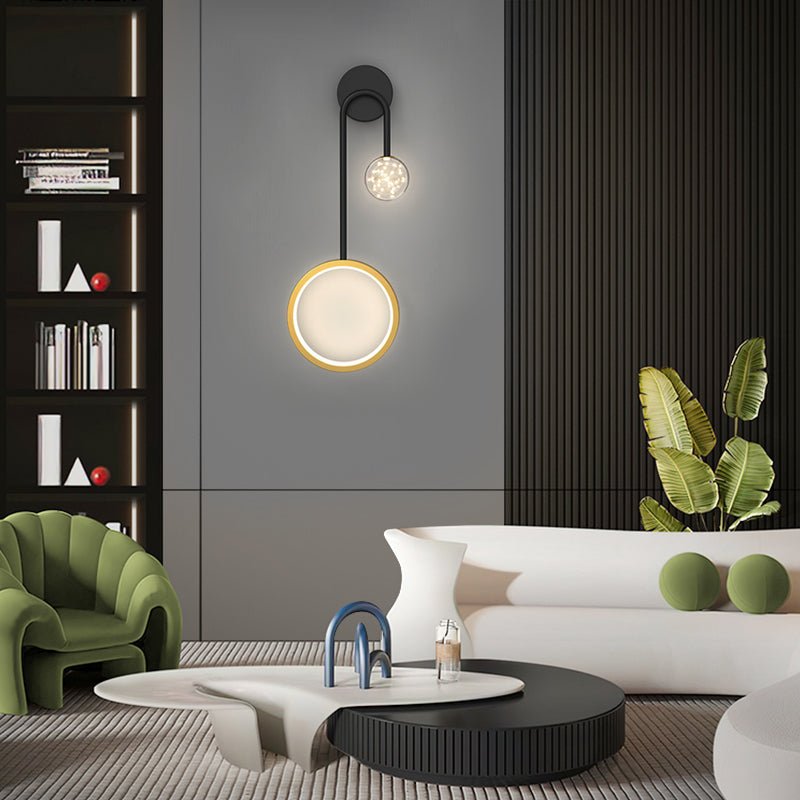 Modern Spotlight & Stars Wall Sconce — Iron and Aluminum, LED, Three-Step Dimming (3000K/4500K/6000K), Hardwired, Black or Gold