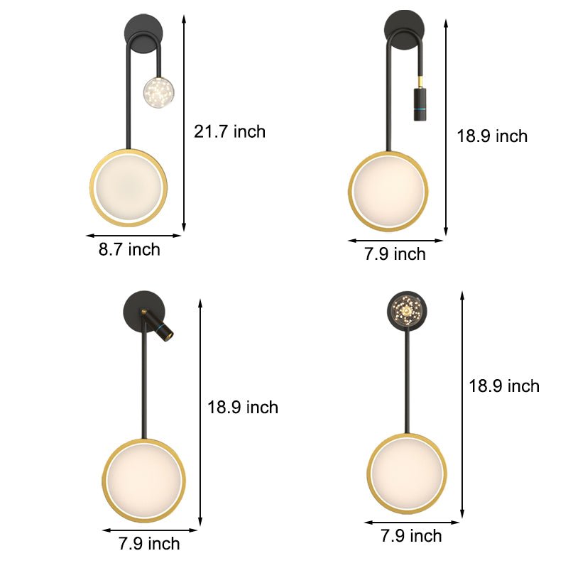Modern Spotlight & Stars Wall Sconce — Iron and Aluminum, LED, Three-Step Dimming (3000K/4500K/6000K), Hardwired, Black or Gold