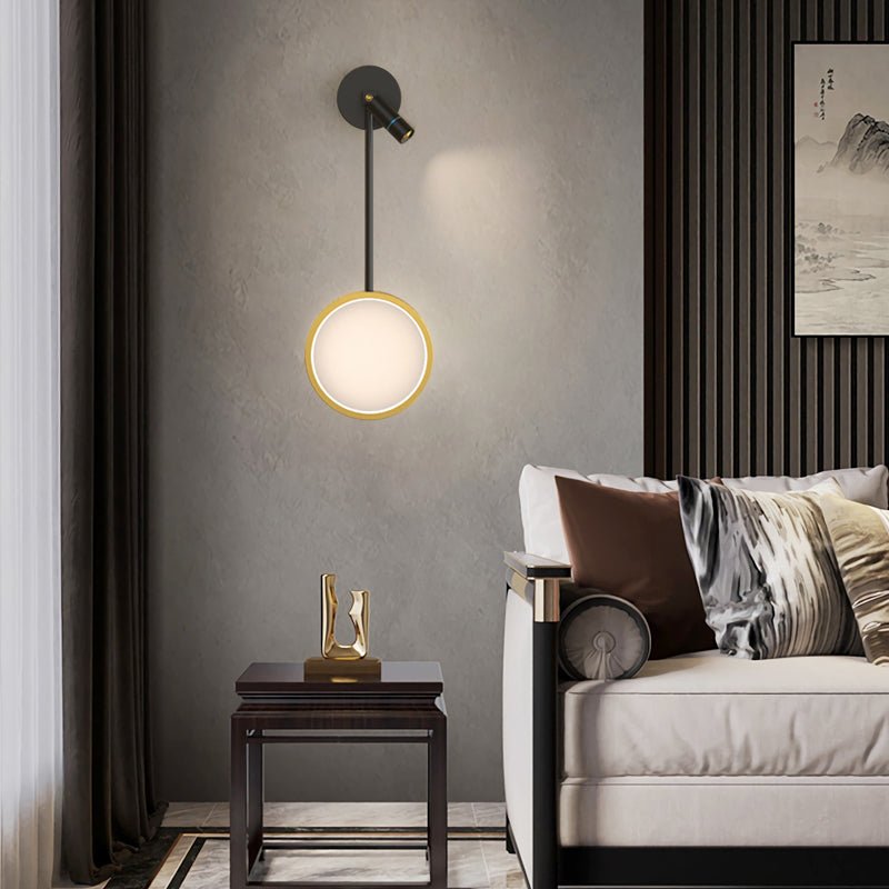 Modern Spotlight & Stars Wall Sconce — Iron and Aluminum, LED, Three-Step Dimming (3000K/4500K/6000K), Hardwired, Black or Gold
