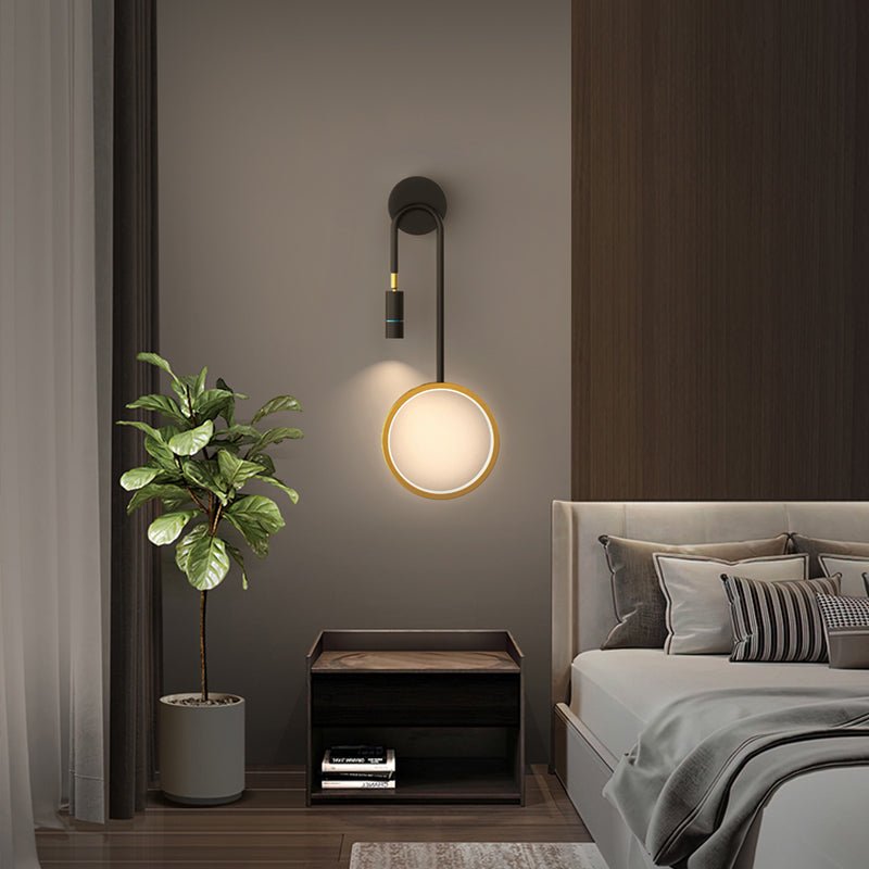Modern Spotlight & Stars Wall Sconce — Iron and Aluminum, LED, Three-Step Dimming (3000K/4500K/6000K), Hardwired, Black or Gold