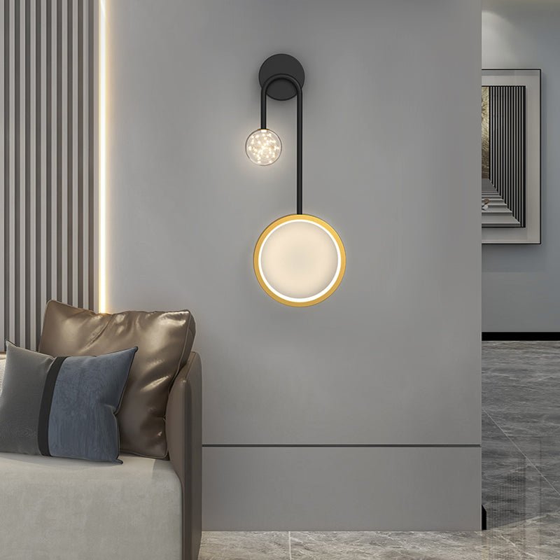Modern Spotlight & Stars Wall Sconce — Iron and Aluminum, LED, Three-Step Dimming (3000K/4500K/6000K), Hardwired, Black or Gold