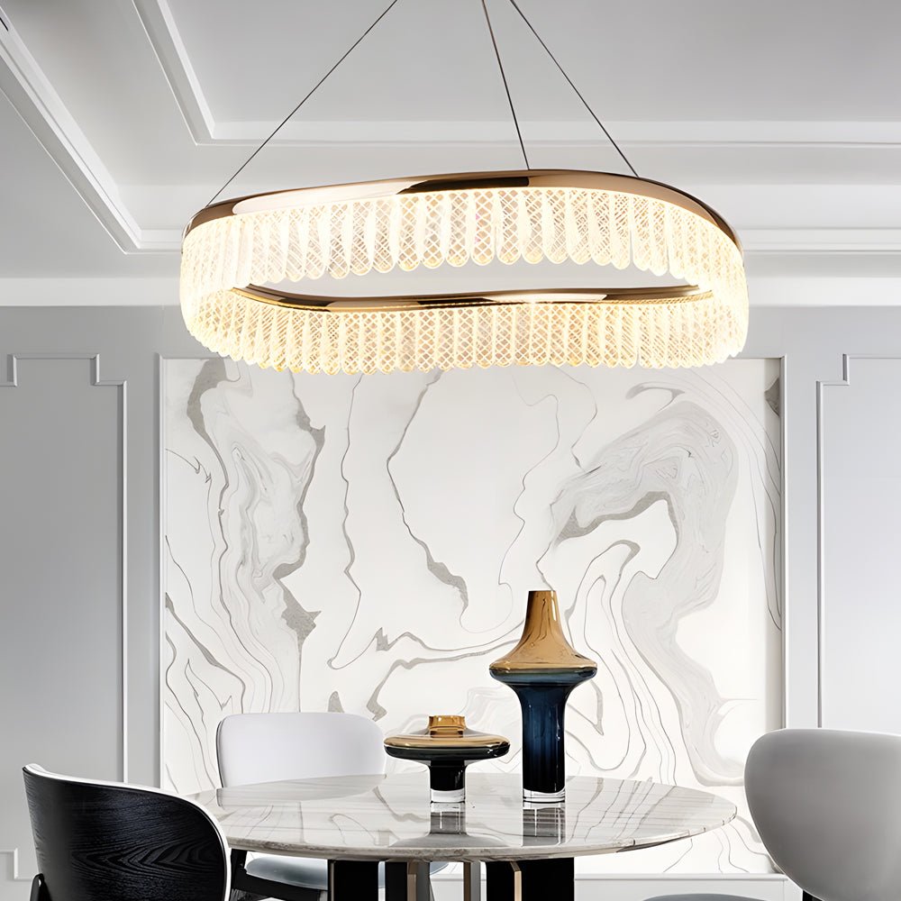 Round Ring Crystal Chandelier — Copper and K9 Crystal, LED, 3-Step Dimming, 18.1" / 29.5" / 37.4"