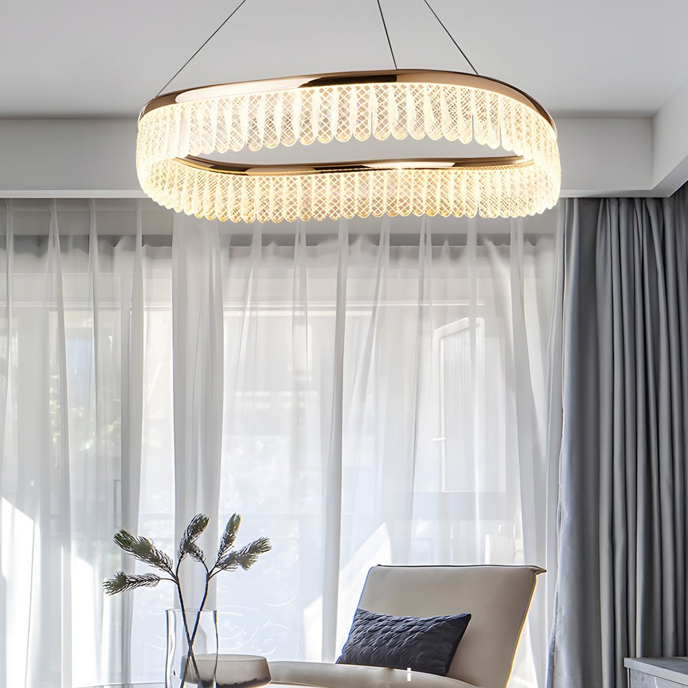 Round Ring Crystal Chandelier — Copper and K9 Crystal, LED, 3-Step Dimming, 18.1" / 29.5" / 37.4"