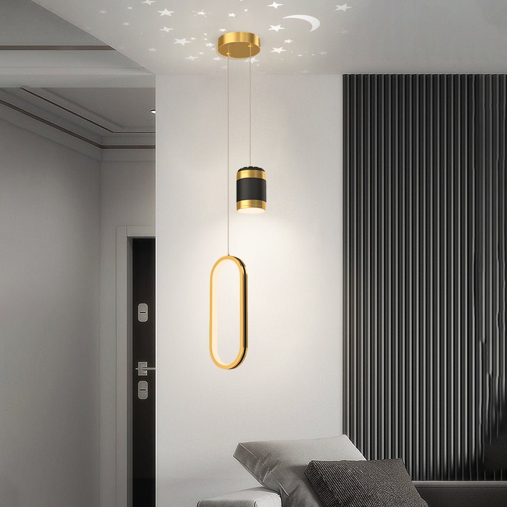 Starry Projection Modern Pendant Light — Acrylic & Iron, 15W LED, 3-Step Dimming, 3000K/4500K/6000K