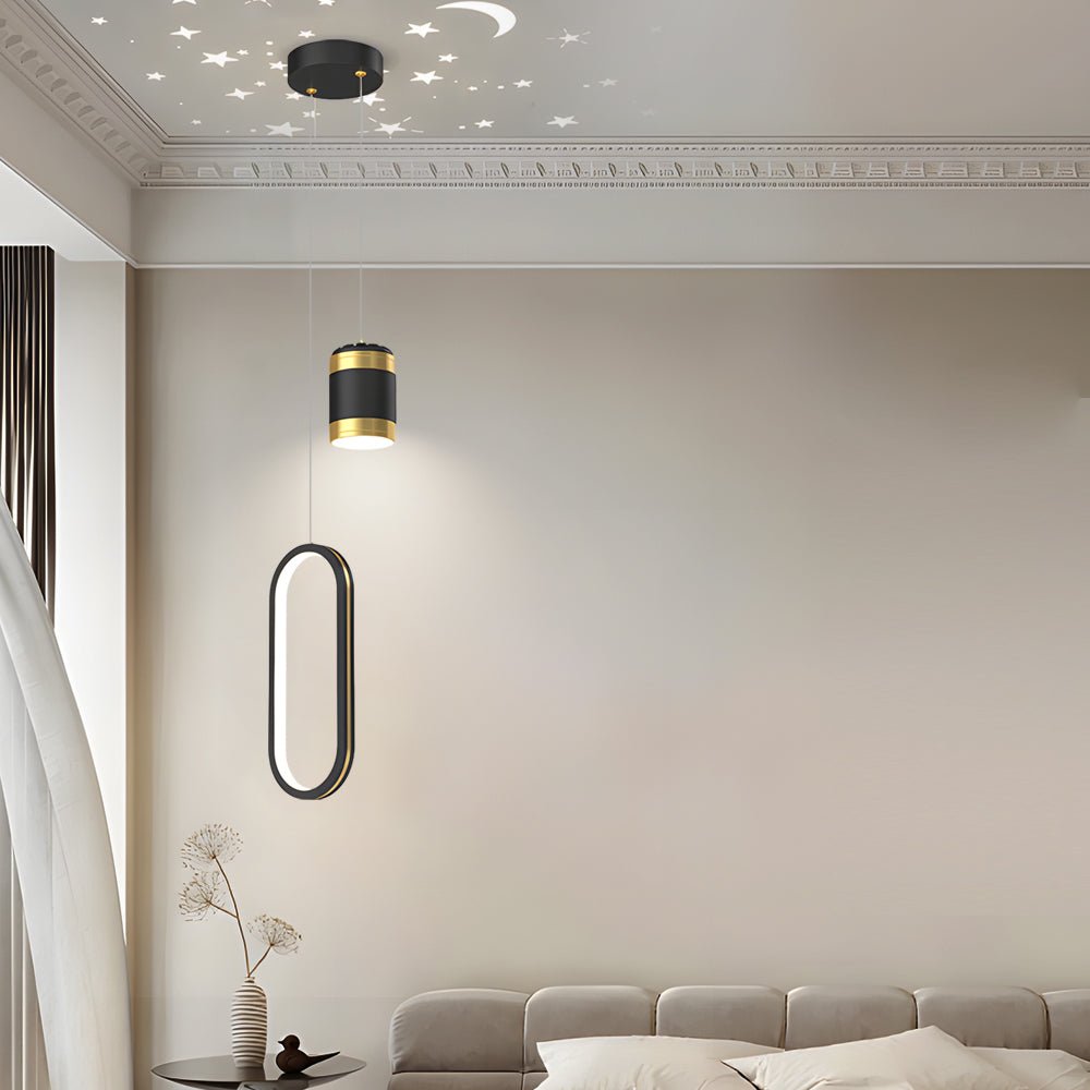 Starry Projection Modern Pendant Light — Acrylic & Iron, 15W LED, 3-Step Dimming, 3000K/4500K/6000K
