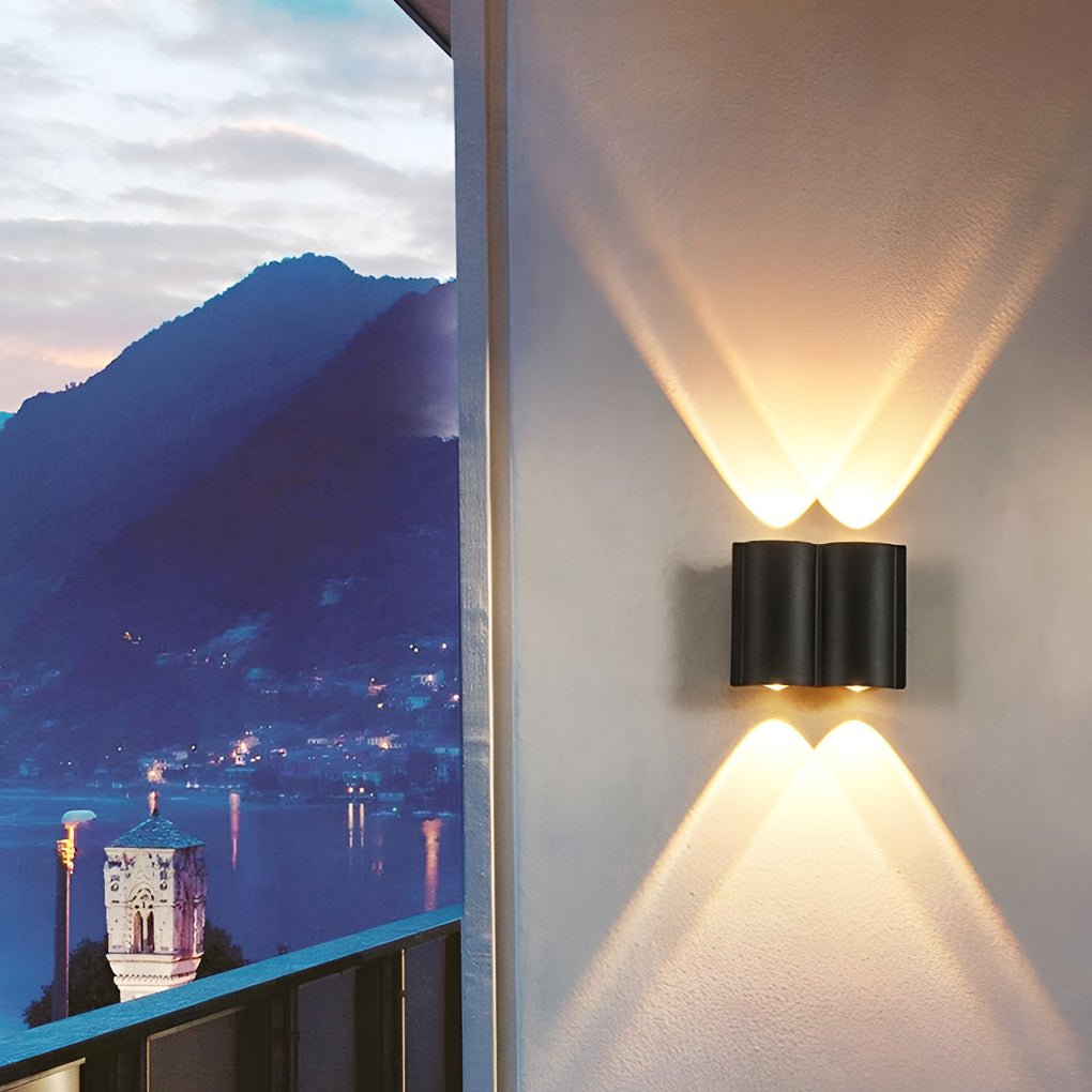 Waterproof LED Outdoor Wall Sconces with Creative Wave Arc Design – Up and Down Lights