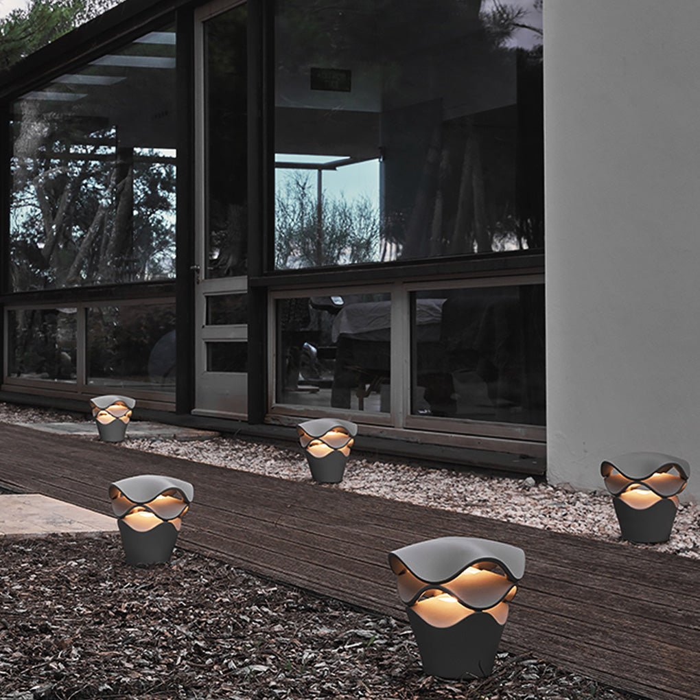 Layered Flower Bollard Light — Die-Cast Aluminum, LED, IP55 Weatherproof, 16–20W, 100–240V