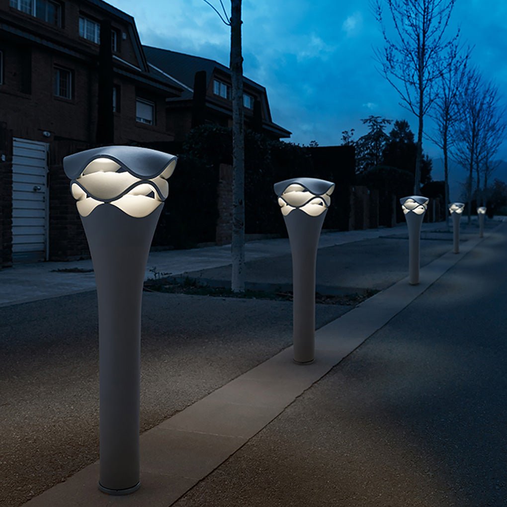 Layered Flower Bollard Light — Die-Cast Aluminum, LED, IP55 Weatherproof, 16–20W, 100–240V