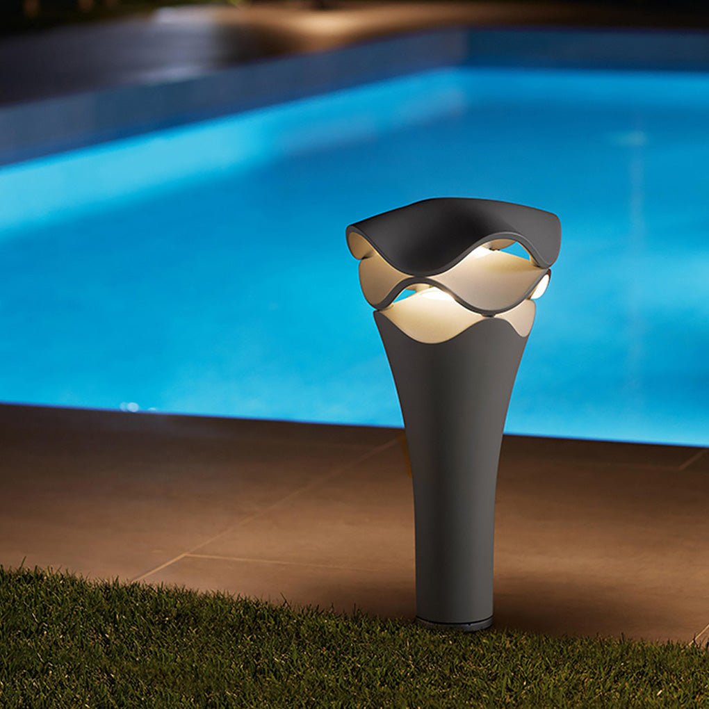 Layered Flower Bollard Light — Die-Cast Aluminum, LED, IP55 Weatherproof, 16–20W, 100–240V