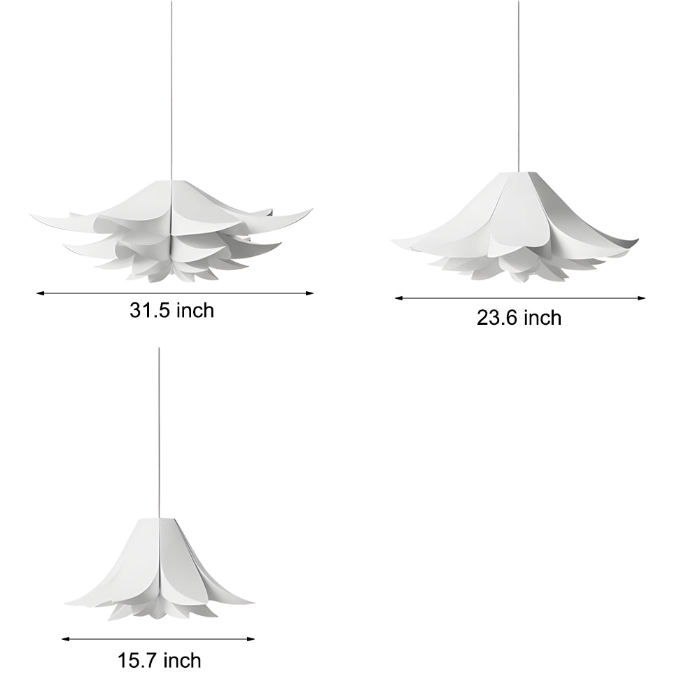 White Petal Flower Chandelier — Iron and PVC, E27, 3-Step Dimming (3000K/4500K/6000K)