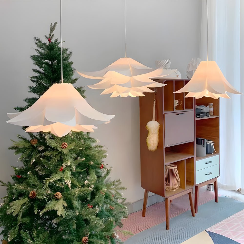 White Petal Flower Chandelier — Iron and PVC, E27, 3-Step Dimming (3000K/4500K/6000K)