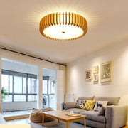 Round Wood & Acrylic LED Flush Mount — Rustic Modern, 3-Step Dimming, 3-Color Temps, 13.8" or 19.7"
