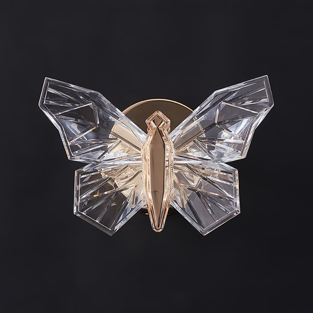 Butterfly Wall Sconce — Gold Aluminum, White Acrylic Shade, LED, Three-Step Dimming (3000K/4500K/6000K)