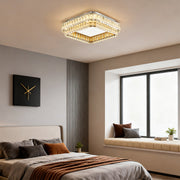 Modern Crystal Flush-Mount Ceiling Light — Chrome Stainless Steel, LED, 3-Step Dimming, Round / Square / Rectangle