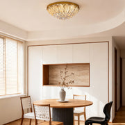 French Crystal Flush-Mount Ceiling Light — Gold Stainless Steel, LED, 3-Step Dimming (3000K/4500K/6000K), 17.7"–39.4"
