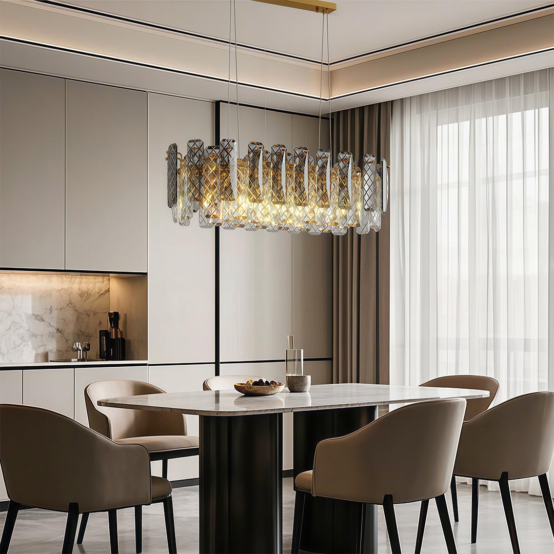 Contemporary Crystal Chandelier — Copper / Chrome / Black, Cut Crystal, Eye-Protecting, 47.2" Adjustable Chain