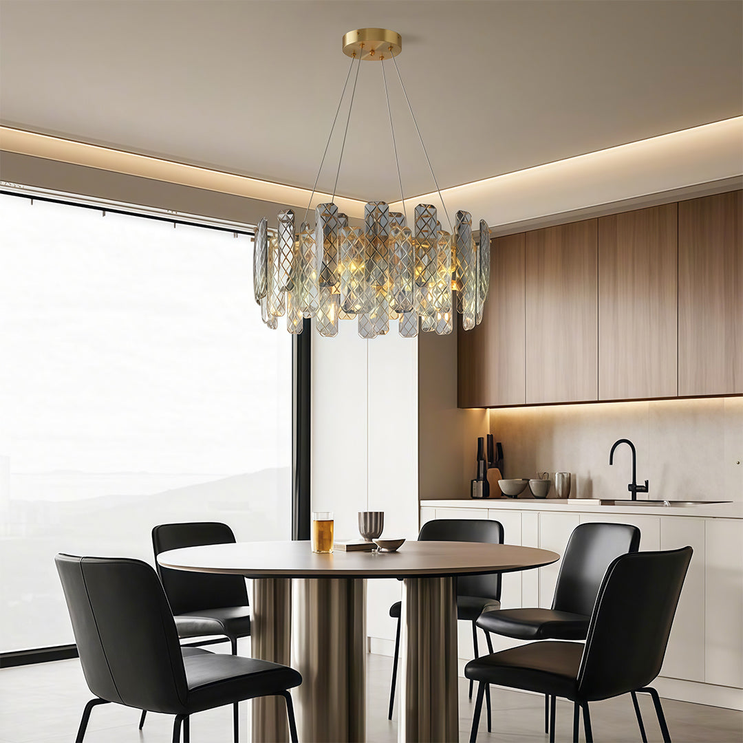 Contemporary Crystal Chandelier — Copper / Chrome / Black, Cut Crystal, Eye-Protecting, 47.2" Adjustable Chain