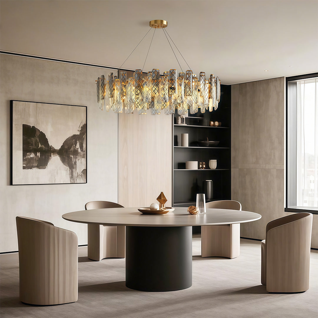 Contemporary Crystal Chandelier — Copper / Chrome / Black, Cut Crystal, Eye-Protecting, 47.2" Adjustable Chain