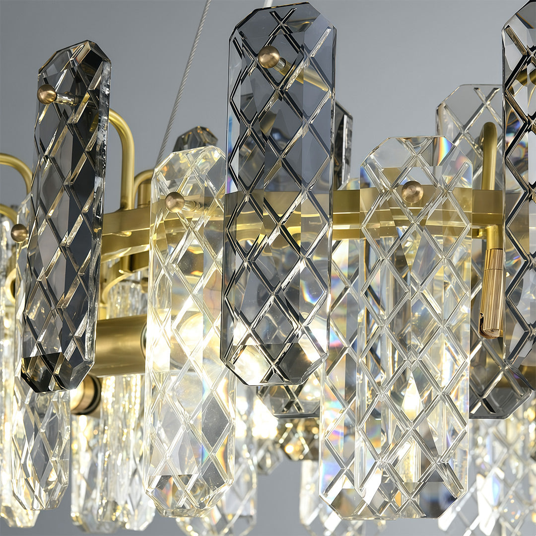 Contemporary Crystal Chandelier — Copper / Chrome / Black, Cut Crystal, Eye-Protecting, 47.2" Adjustable Chain