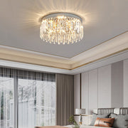 Minimalist Round Crystal Flush Mount — Stainless Steel, K9 Crystal, 3-Step Dimming, E14, 19.7"–31.5"