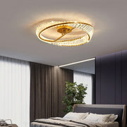 Möbius Ring Flush-Mount Crystal Chandelier — Gold, K9 Crystal, 3-Step Dimming, 54W–90W, 19.7"–31.5"