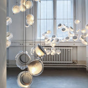 Jellyfish Pendant Light — Chrome Metal, Transparent Glass, G4, 59.1" Adjustable Cord, 2700K–3999K