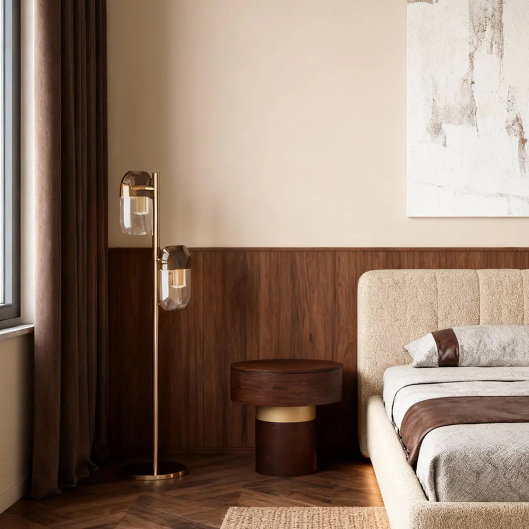 Modern Minimalist Crystal Floor Lamp with Aluminum Metal Design Luxe