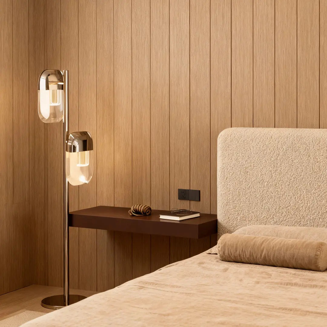 Modern Minimalist Crystal Floor Lamp with Aluminum Metal Design Luxe