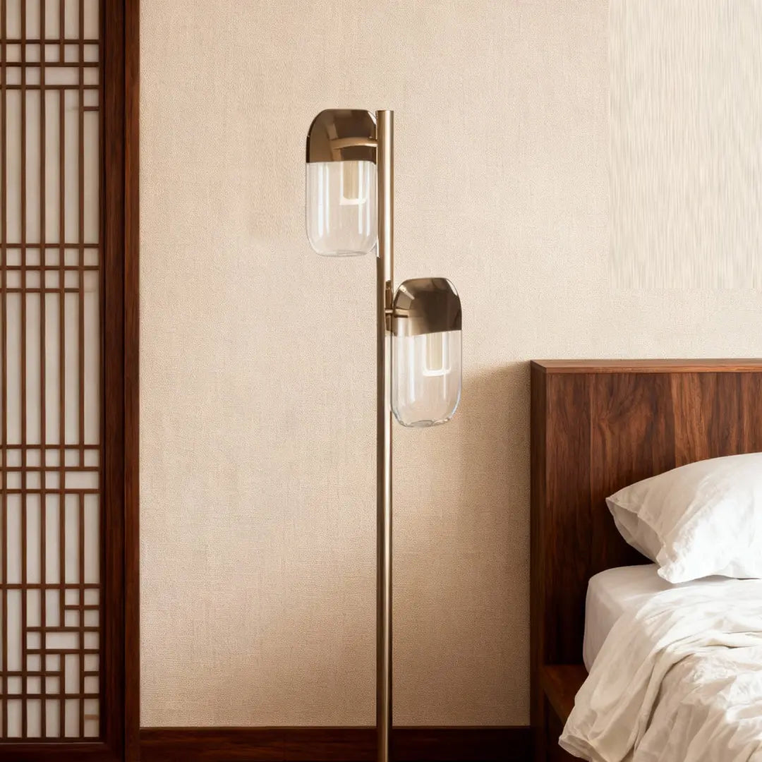 Modern Minimalist Crystal Floor Lamp with Aluminum Metal Design Luxe