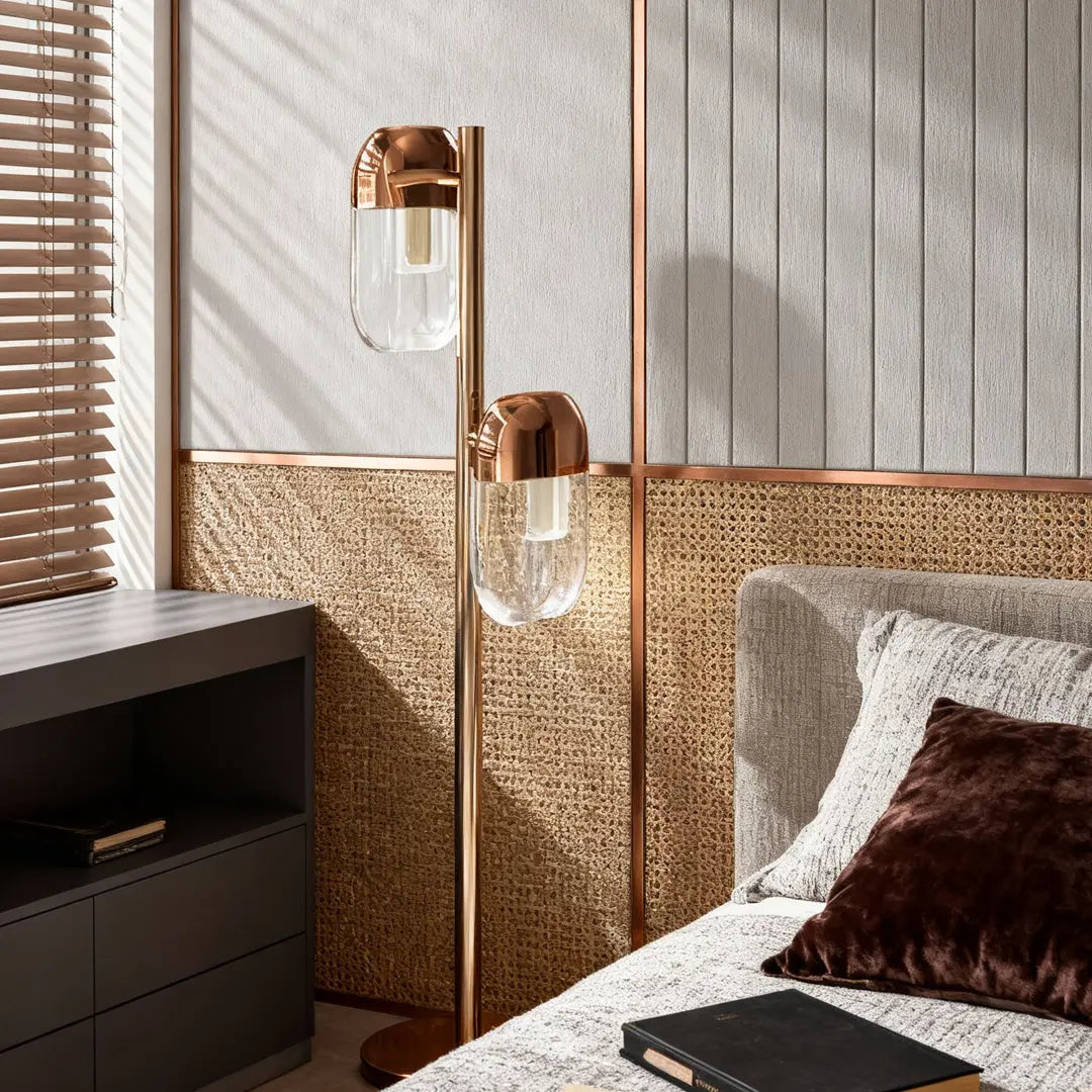Modern Minimalist Crystal Floor Lamp with Aluminum Metal Design Luxe