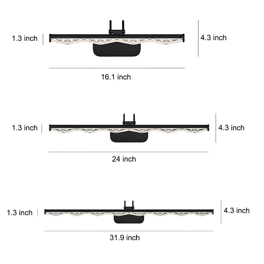 Prismatic Acrylic Vanity Light Bar — Iron, LED, Three-Step Dimming, 3000K/4500K/6000K, 8W–16W, 16.1"–31.9"