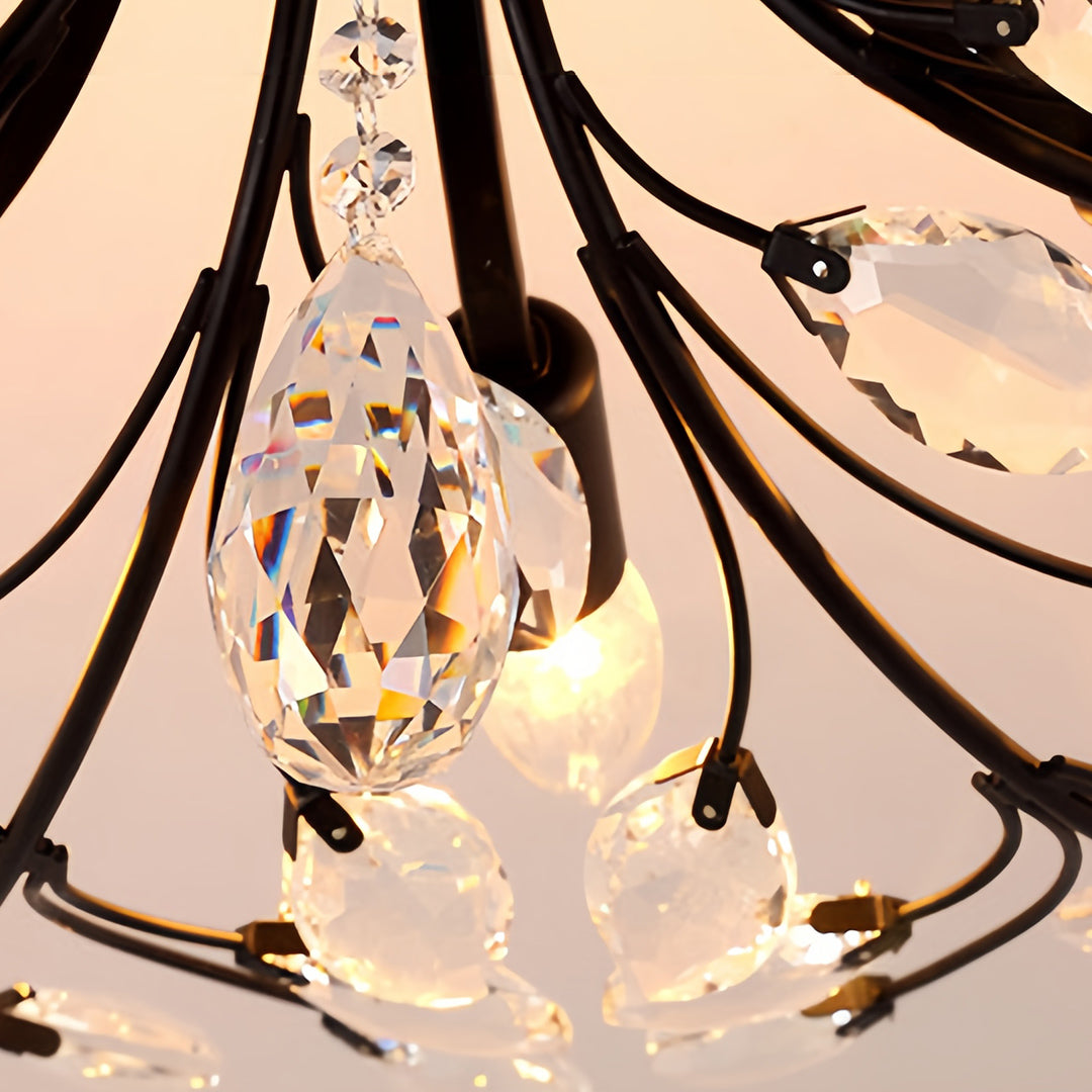 American Leaf Chandeliers: Crystal Semi-Flush Ceiling Lights