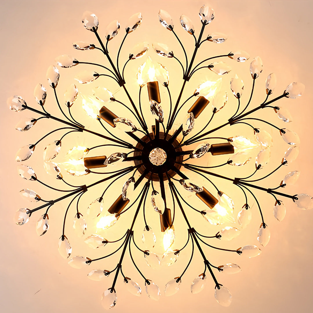 American Leaf Chandeliers: Crystal Semi-Flush Ceiling Lights