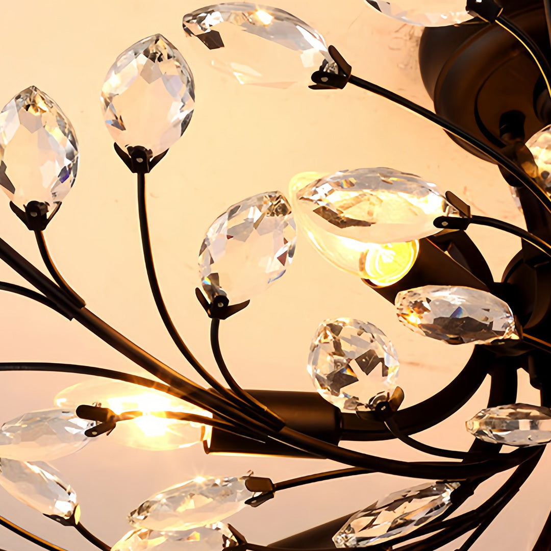 American Leaf Chandeliers: Crystal Semi-Flush Ceiling Lights