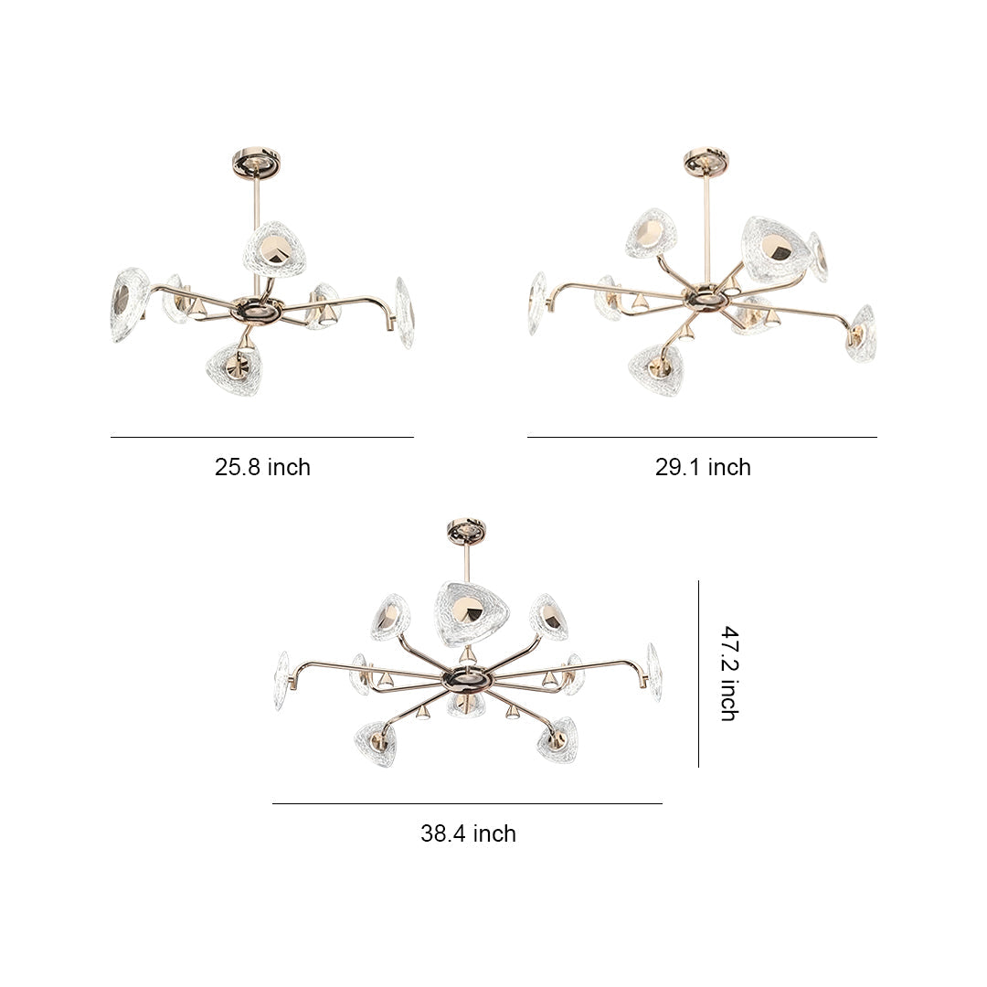 Vintage Crystal Chandelier — Terracotta Gold Aluminum, 3-Step Dimming, 47.2" Adjustable Chain, 6-, 8-, or 10-Light