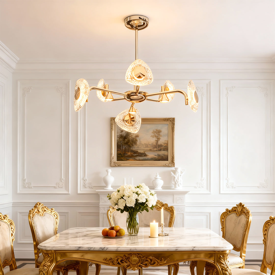 Vintage Crystal Chandelier — Terracotta Gold Aluminum, 3-Step Dimming, 47.2" Adjustable Chain, 6-, 8-, or 10-Light
