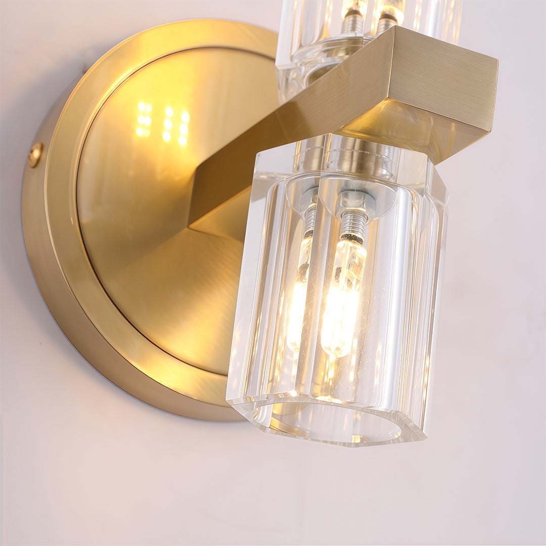 Modern Crystal Wall Sconce — Copper Frame, Dual-Light, G4, 4.72" × 7.87"