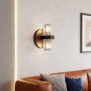 Modern Crystal Wall Sconce — Copper Frame, Dual-Light, G4, 4.72" × 7.87"