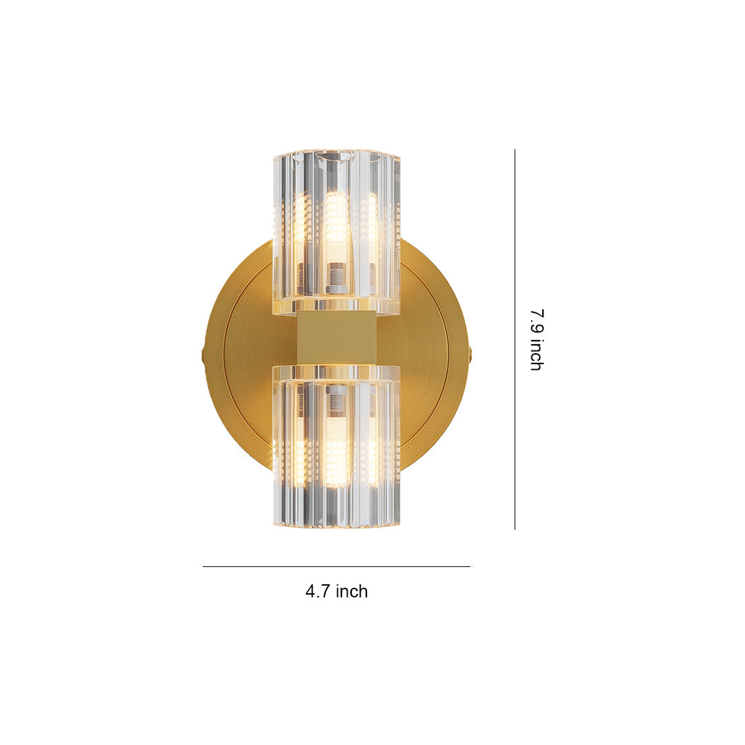 Modern Crystal Wall Sconce — Copper Frame, Dual-Light, G4, 4.72" × 7.87"