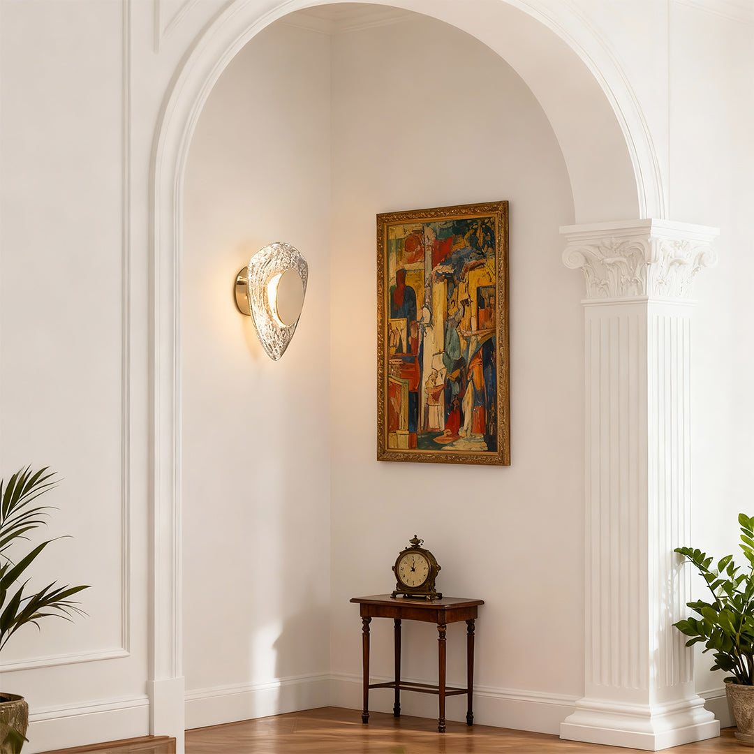 Minimalist Crystal Wall Sconce — Gold Aluminum, Three-Color Dimming (3000K/4500K/6000K), Single or Double Head