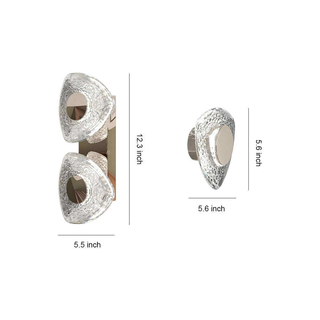 Minimalist Crystal Wall Sconce — Gold Aluminum, Three-Color Dimming (3000K/4500K/6000K), Single or Double Head