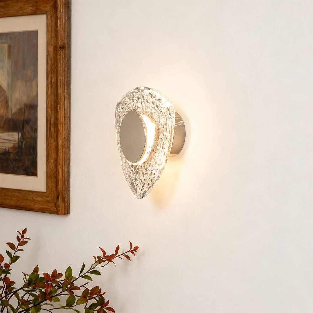 Minimalist Crystal Wall Sconce — Gold Aluminum, Three-Color Dimming (3000K/4500K/6000K), Single or Double Head