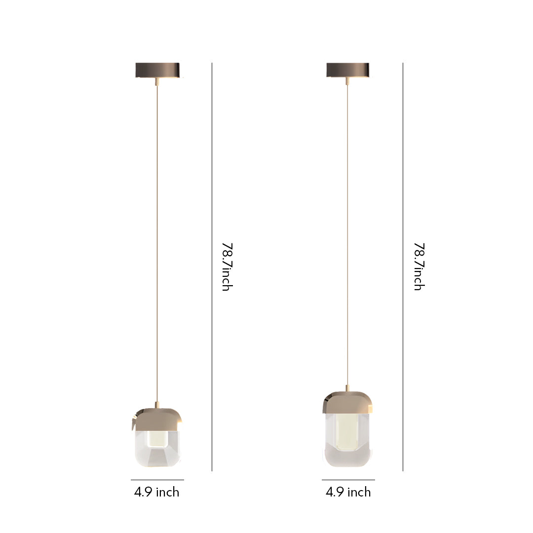 Minimalist Crystal Pendant Light — Aluminum, Terracotta Gold, 1-Light, 3-Step Dimming (3000K/4500K/6000K), 78.7" Adjustable Chain